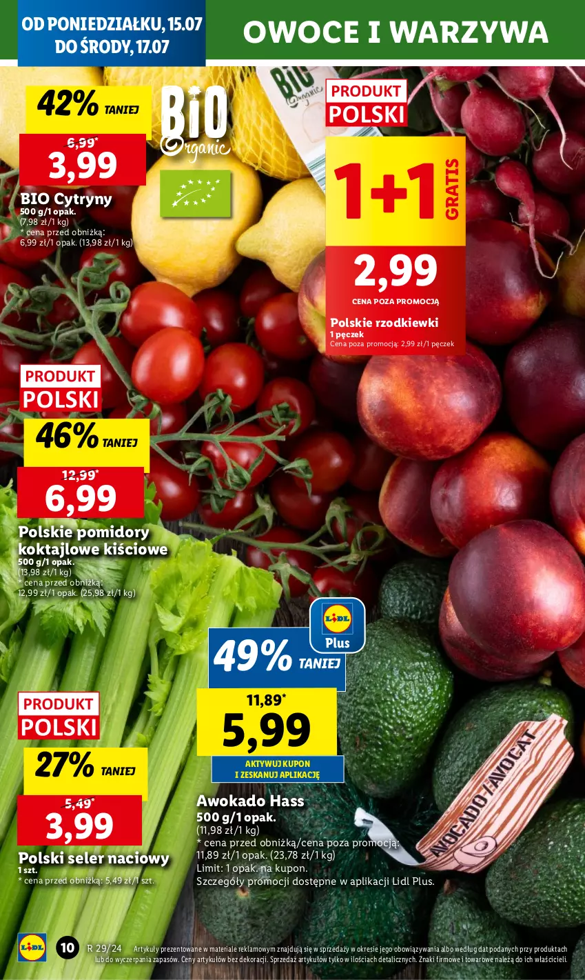 Gazetka promocyjna Lidl - GAZETKA - ważna 15.07 do 17.07.2024 - strona 14 - produkty: Cytryny, Gra, Owoce, Pomidory, Seler naciowy, Warzywa