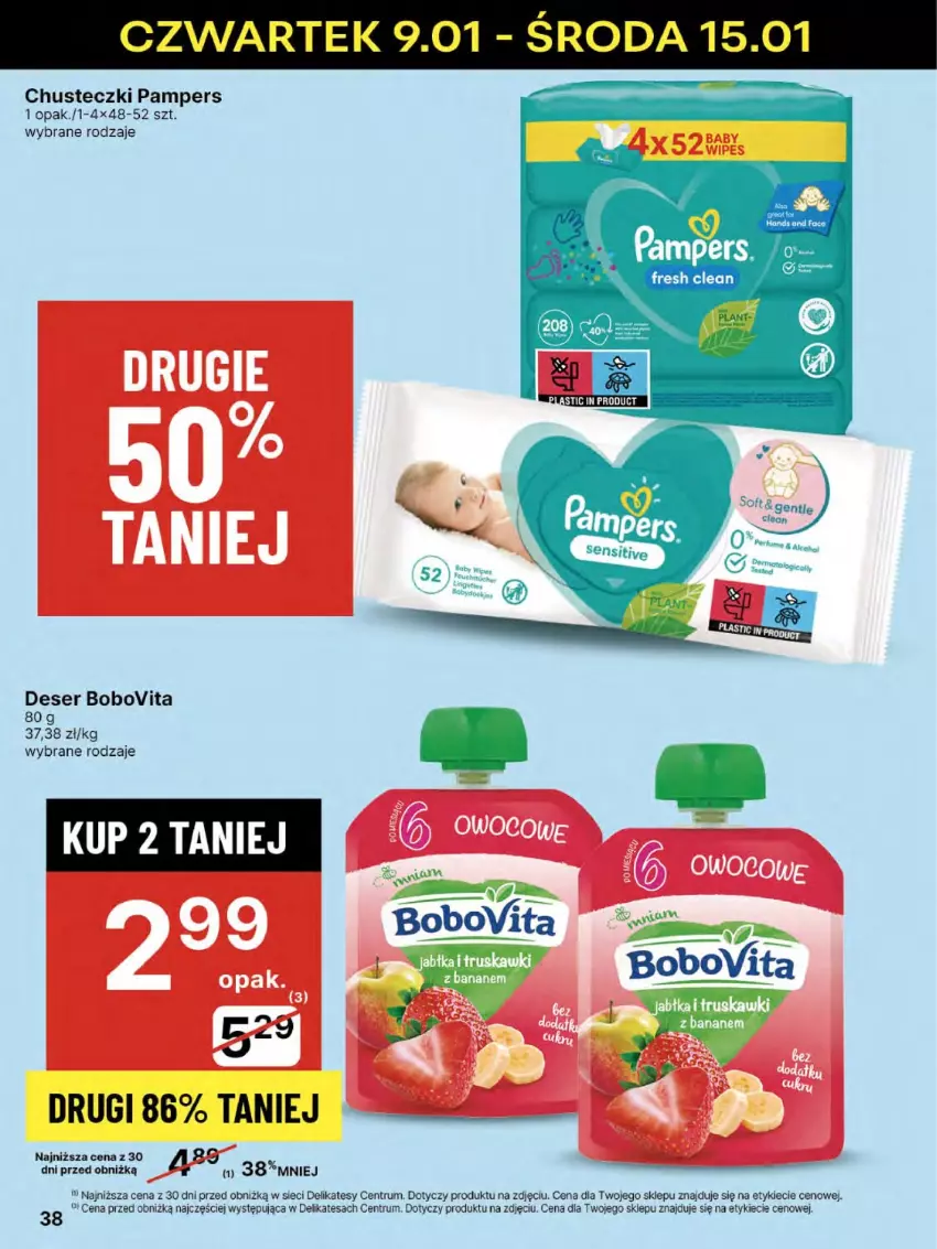 Gazetka promocyjna Delikatesy Centrum - NOWA GAZETKA Delikatesy Centrum od 9 stycznia! 9-15.01.2025 - ważna 09.01 do 15.01.2025 - strona 38 - produkty: BoboVita, Chusteczki, Deser, Pampers, Rum, Ser