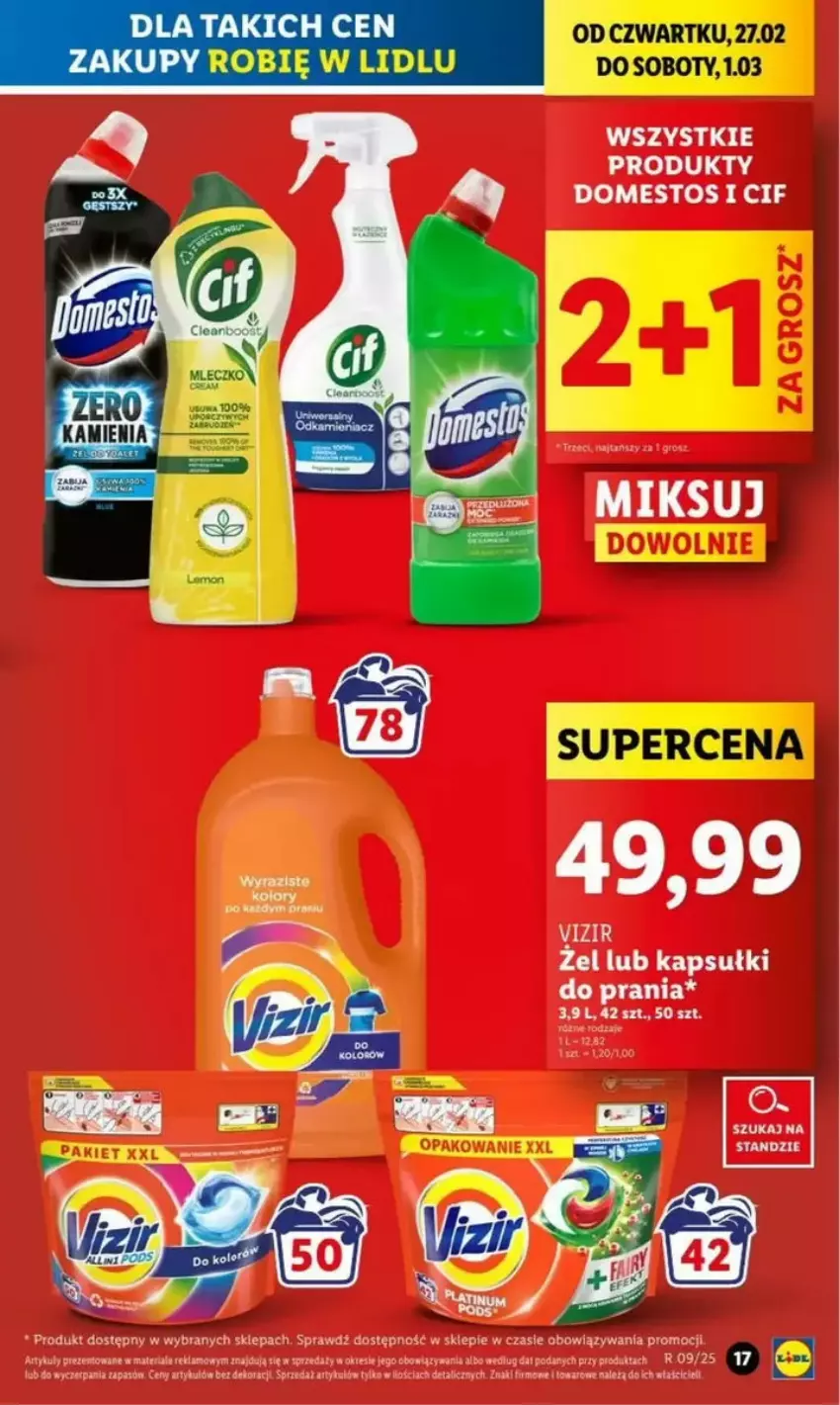 Gazetka promocyjna Lidl - ważna 27.02 do 05.03.2025 - strona 11 - produkty: Cif, Domestos, Fa, Kapsułki do prania, Vizir