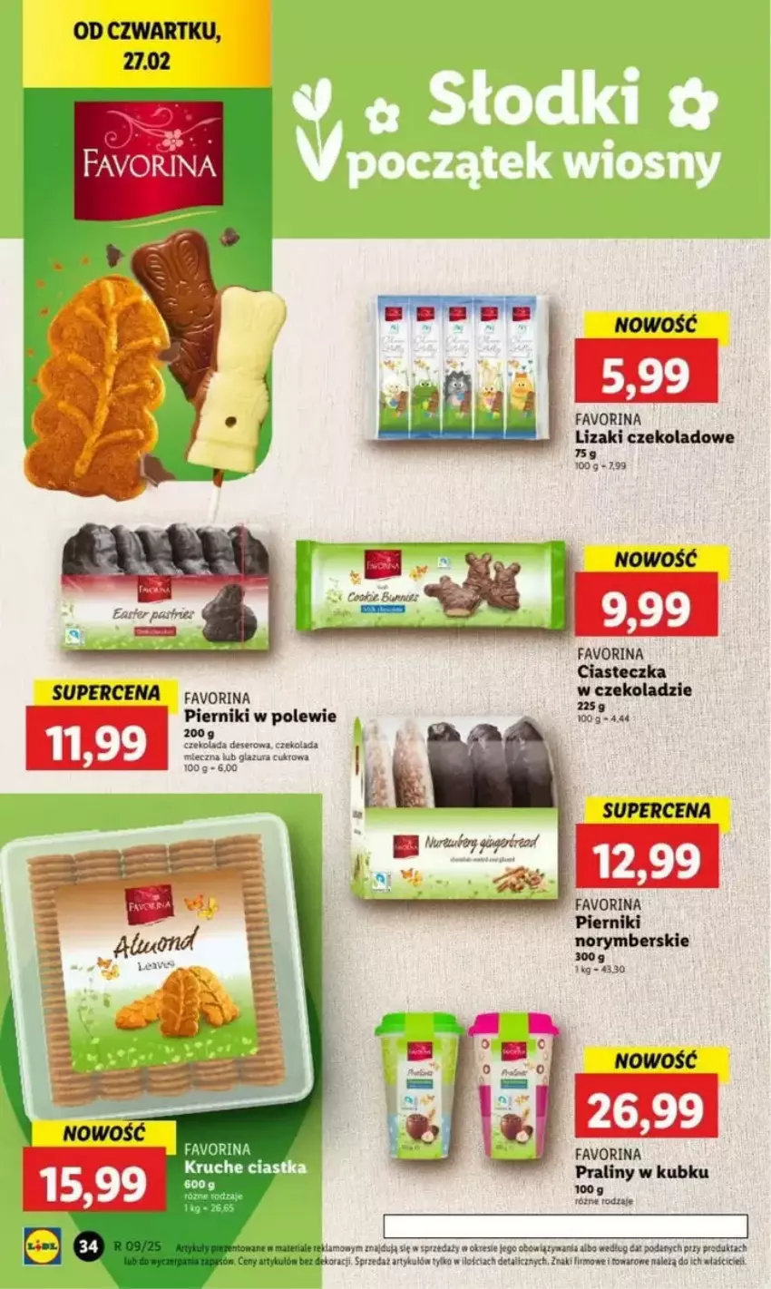 Gazetka promocyjna Lidl - ważna 27.02 do 05.03.2025 - strona 32 - produkty: Czekolada, Deser, Fa, Lizaki, Lizaki czekoladowe, Miecz, Piernik, Praliny, Rura, Ser