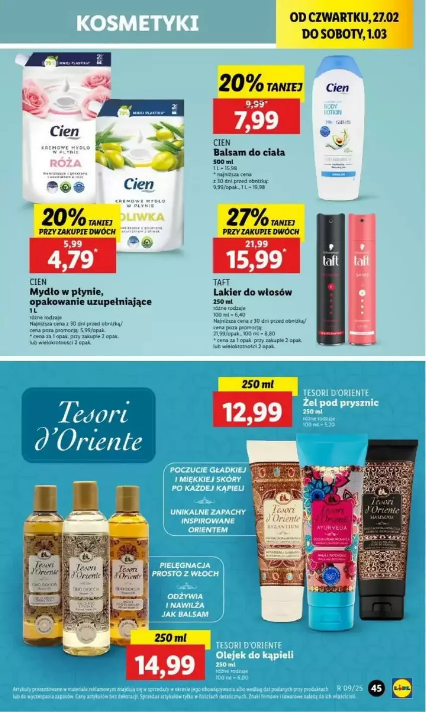 Gazetka promocyjna Lidl - ważna 27.02 do 05.03.2025 - strona 47 - produkty: Balsam do ciała, Cień, Lakier, Lakier do włosów, Mydło, Mydło w płynie, Por, Taft, Tran