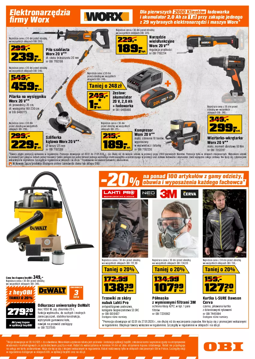 Gazetka promocyjna Obi - Gazetka OBI - ważna 02.01 do 27.01.2026 - strona 11 - produkty: Akumulator, Biurko, Dekoral, Fa, Farba akrylowa, Farba ceramiczna, Farba lateksowa, Kawa, Kompresor, Kurtka, Magnat Ceramic, Maska, Odkurzacz, Piec, Przewód, Rama, Regał, Regał metalowy, Szlifierka, Szlifierka kątowa, Tarka, Termowentylator, Top, Tran, Warka, Wkręt, Wkrętarka