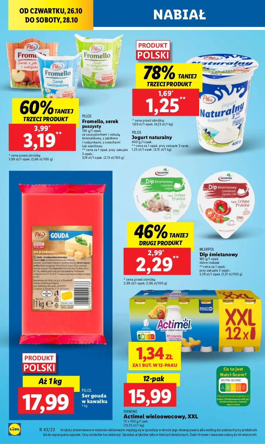 Gazetka promocyjna Lidl - GAZETKA - ważna 26.10 do 28.10.2023 - strona 34 - produkty: Actimel, Danone, Gouda, Jogurt, Jogurt naturalny, Kawa, Pilos, Ser, Serek, Serek puszysty, Wazon