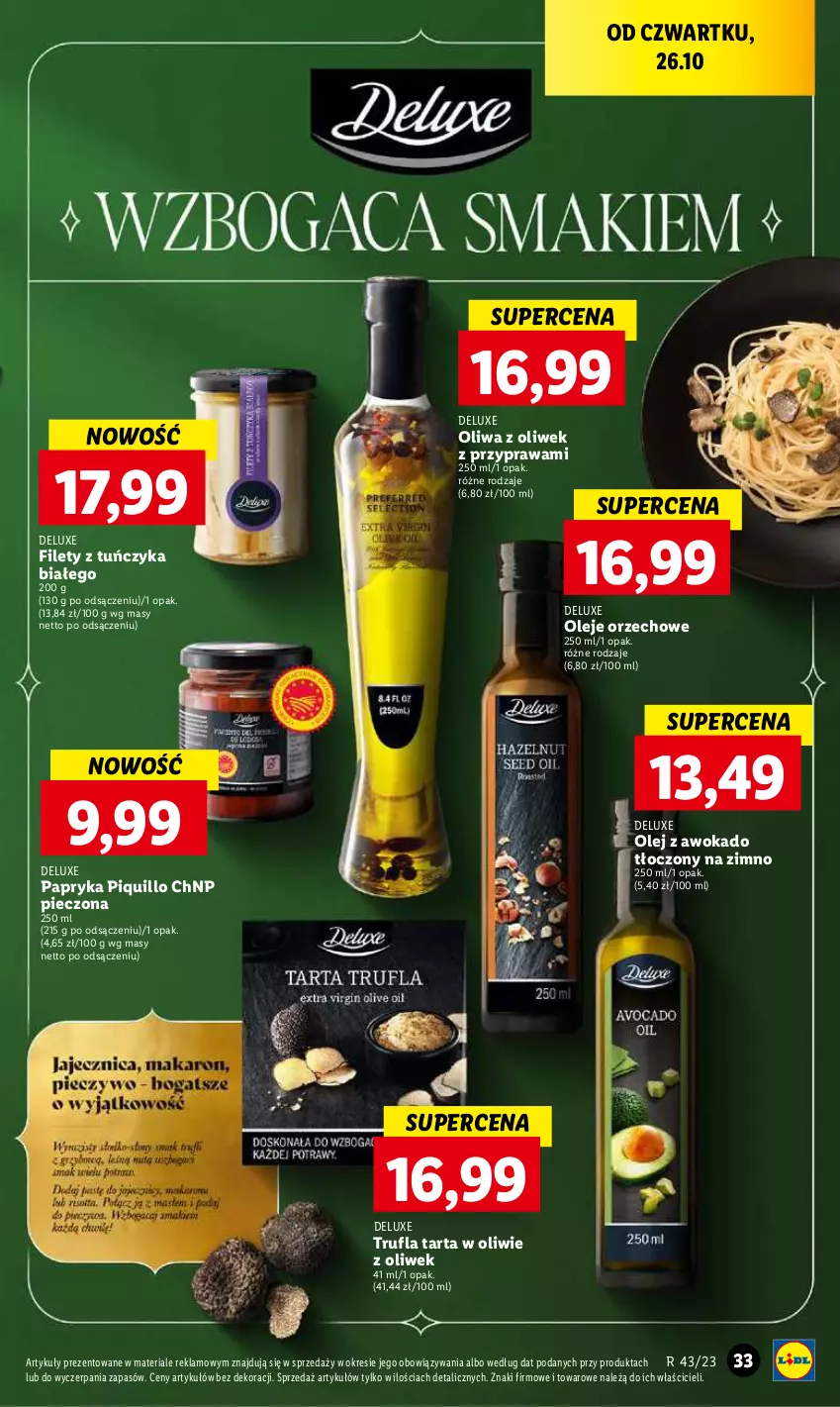 Gazetka promocyjna Lidl - GAZETKA - ważna 26.10 do 28.10.2023 - strona 47 - produkty: Olej, Oliwa, Oliwa z oliwek, Papryka, Piec, Tarta, Tuńczyk