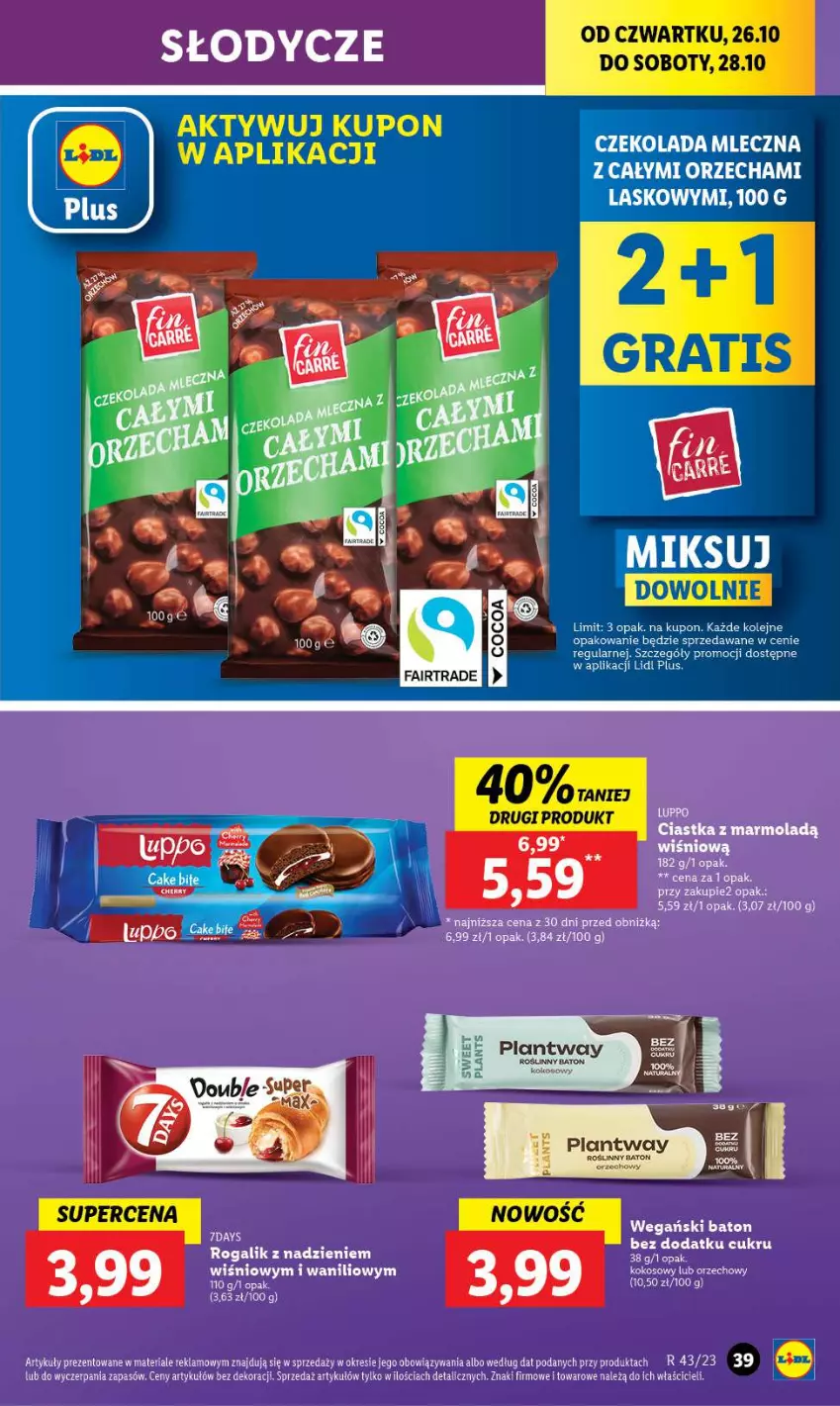 Gazetka promocyjna Lidl - GAZETKA - ważna 26.10 do 28.10.2023 - strona 53 - produkty: Baton, Ciastka, Czekolada, Czekolada mleczna, Fa, Gra, LG, Mola, Olej, Rogal