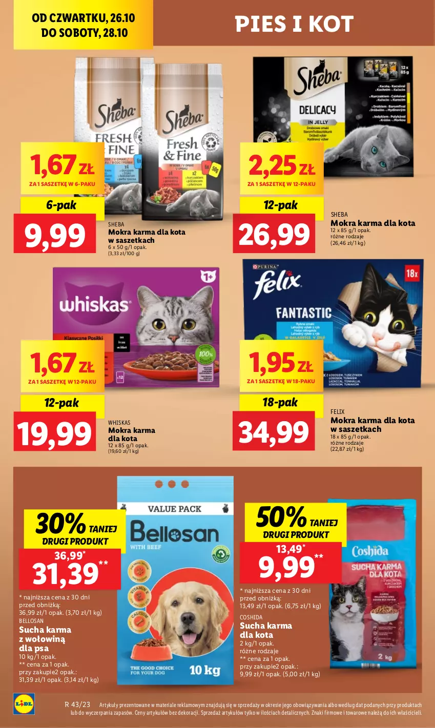 Gazetka promocyjna Lidl - GAZETKA - ważna 26.10 do 28.10.2023 - strona 64 - produkty: Bell, Felix, Mokra karma, Sheba, Sucha karma, Whiskas