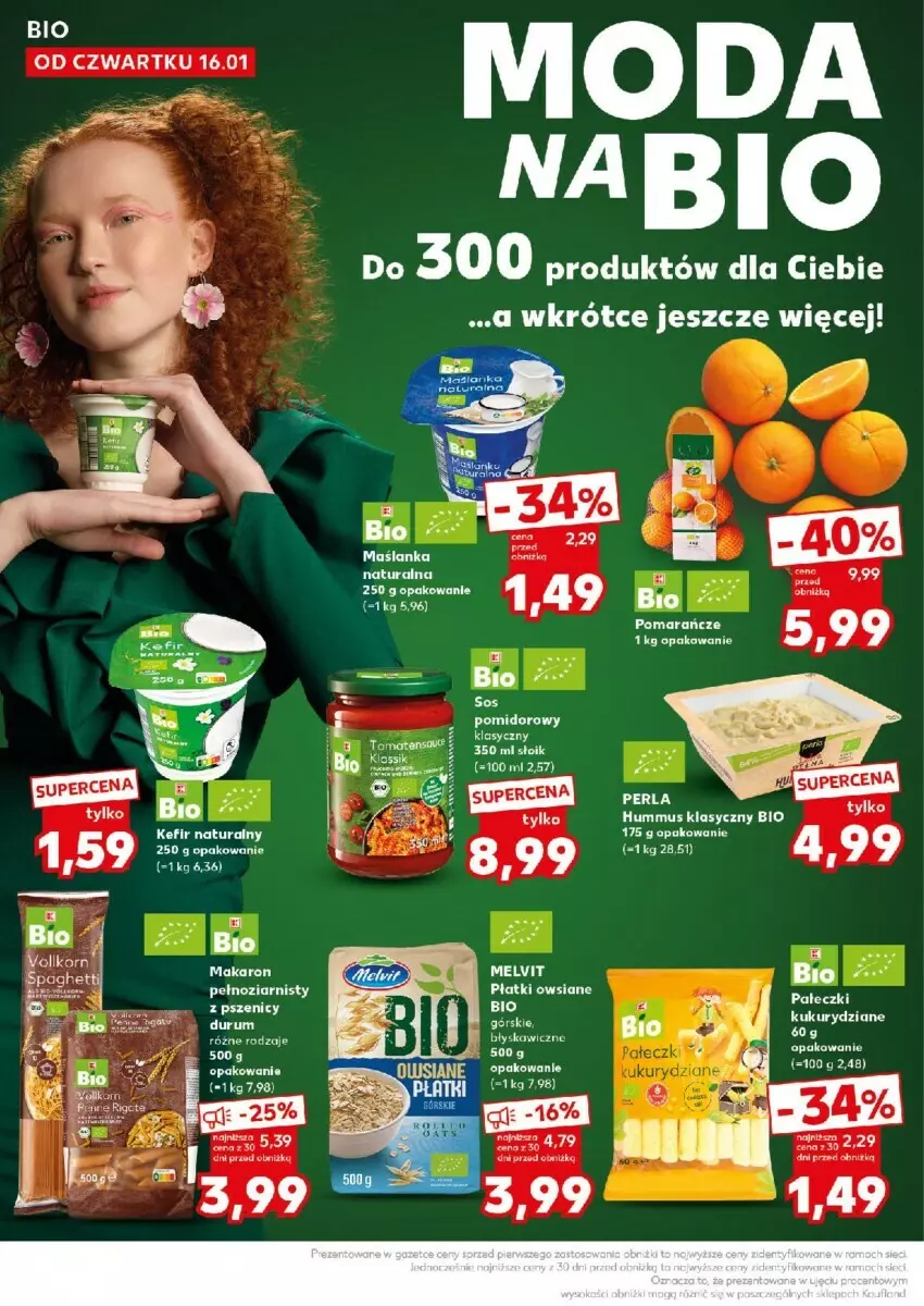 Gazetka promocyjna Kaufland - ważna 20.01 do 22.01.2025 - strona 22 - produkty: Hummus, Kefir, Kefir naturalny, Makaron, Maślanka, Moda, Mus, Płatki owsiane, Pomarańcze, Sos