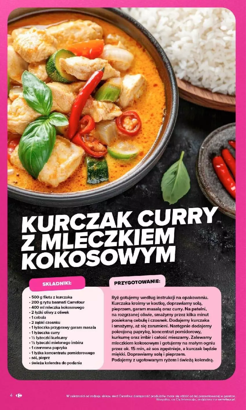 Gazetka promocyjna Carrefour - Gazetka w SUMIE kuchnia indyjska i tajska - ważna 07.09 do 19.09.2026 - strona 4 - produkty: Cebula, Czosnek, Imbir, Kokos, Kolendra, Koncentrat pomidorowy, Kurczak, Papryka, Pieprz, Przyprawy, Rum, Ryż, Sól, Sos