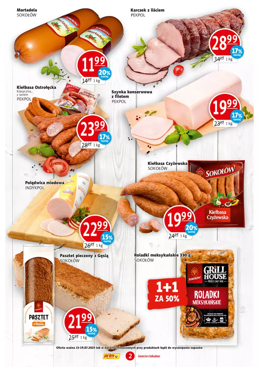 Gazetka promocyjna Prim Market - ważna 13.07 do 19.07.2023 - strona 2 - produkty: Kiełbasa, Pekpol, Polędwica, Ser, Sok, Sokołów, Szynka, Szynka konserwowa