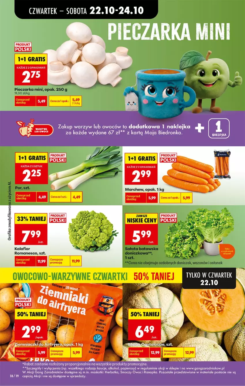 Gazetka promocyjna Biedronka - Od Czwartku - ważna 22.10 do 28.10.2026 - strona 22 - produkty: Fa, Gra, Grafika, Kalafior, Klej, Piec, Pieczarka, Por, Sałat, Wazon
