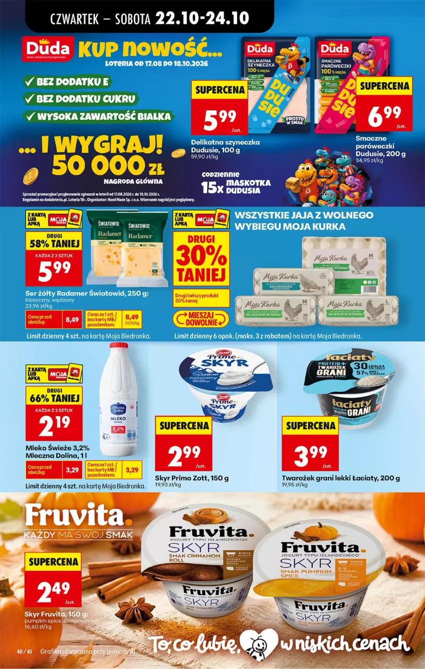 Gazetka promocyjna Biedronka - Od Czwartku - ważna 22.10 do 28.10.2026 - strona 54 - produkty: Gra, Isla, Jaja, Mleko, Por, Radamer, Ser, Sok, Zott