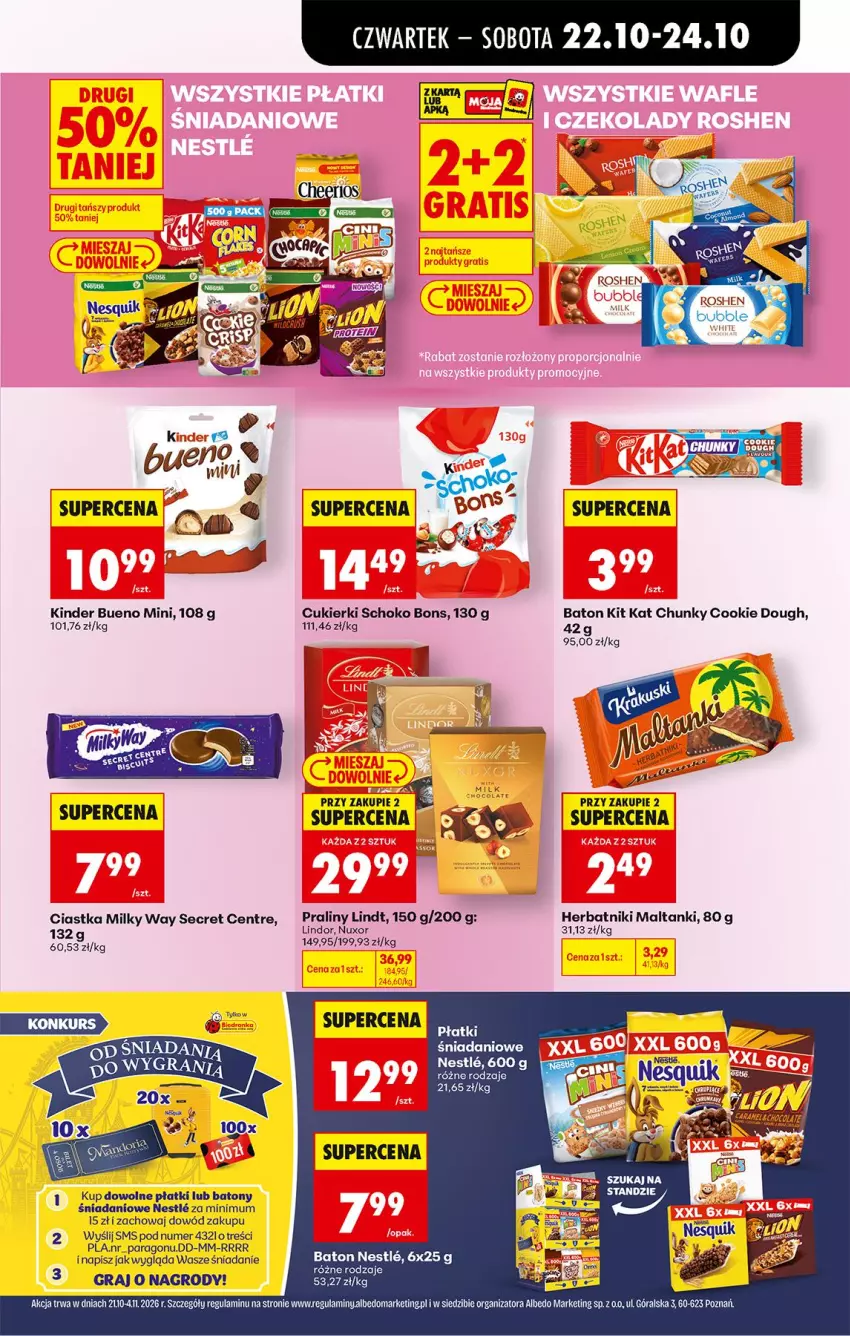 Gazetka promocyjna Biedronka - Od Czwartku - ważna 22.10 do 28.10.2026 - strona 59 - produkty: Baton, Ciastka, Cukier, Cukierki, Danio, Gra, Herbatniki, Kinder, Kinder Bueno, Kit Kat, Lindt, Milky Way, Praliny