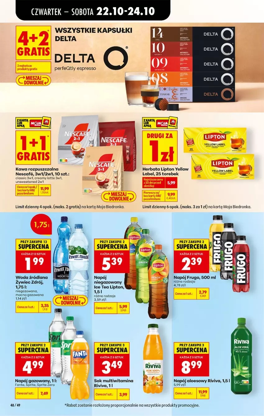 Gazetka promocyjna Biedronka - Od Czwartku - ważna 22.10 do 28.10.2026 - strona 64 - produkty: Fa, Fanta, Gin, Gra, Herbata, Kawa, Kawa rozpuszczalna, LANA, Lipton, Napój, Napój gazowany, Por, Sok, Sprite, Woda