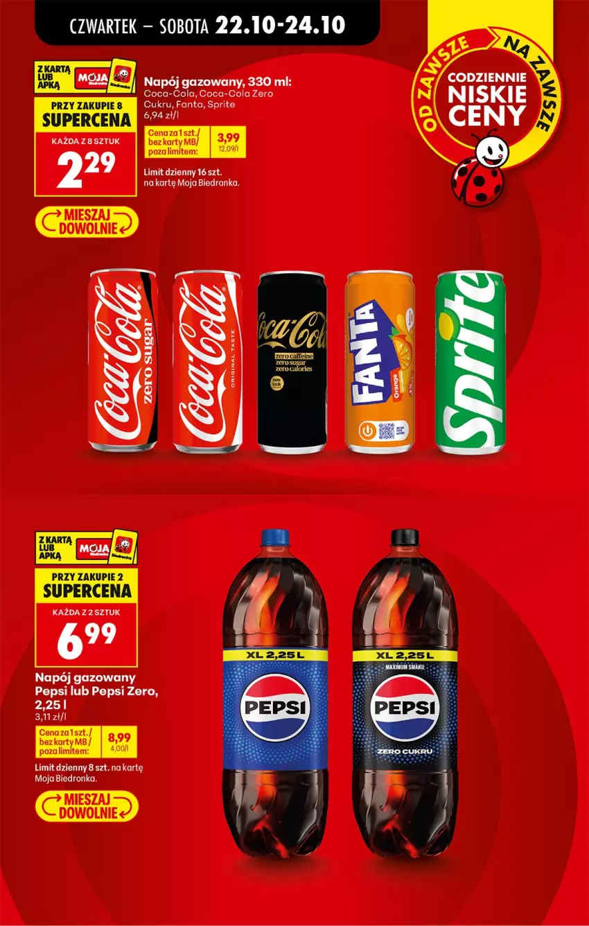 Gazetka promocyjna Biedronka - Od Czwartku - ważna 22.10 do 28.10.2026 - strona 8 - produkty: Coca-Cola, Fa, Fanta, Gin, Napój, Napój gazowany, Pepsi, Sprite