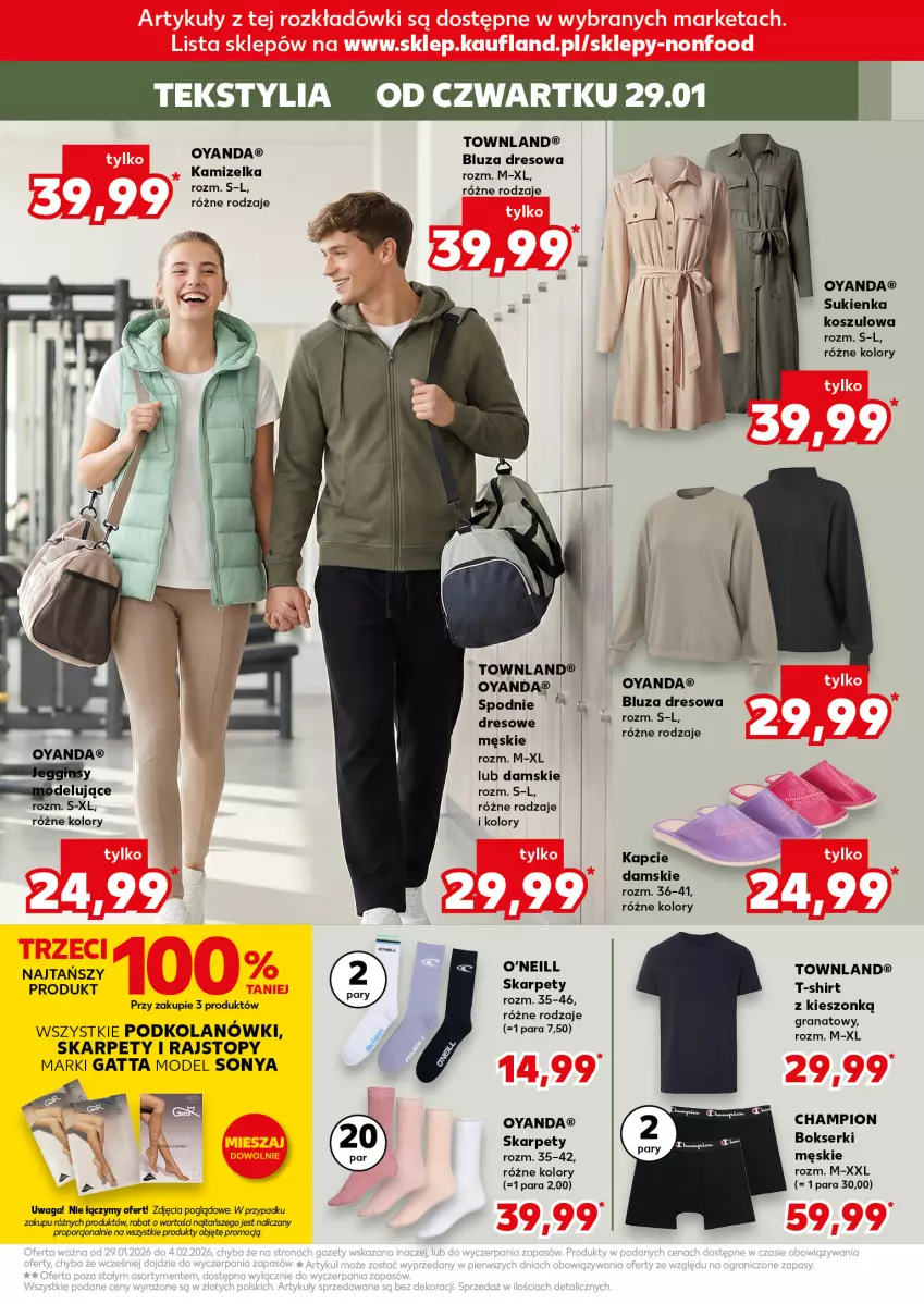 Gazetka promocyjna Kaufland - Kaufland - ważna 29.01 do 04.02.2026 - strona 9 - produkty: Bluza, Bluza dresowa, Bokserki, Dres, Gatta, Gra, Granat, Kamizelka, Kapcie, Karp, Kosz, Por, Rajstopy, Ser, Sony, Spodnie, Sukienka, T-shirt, Top, Waga