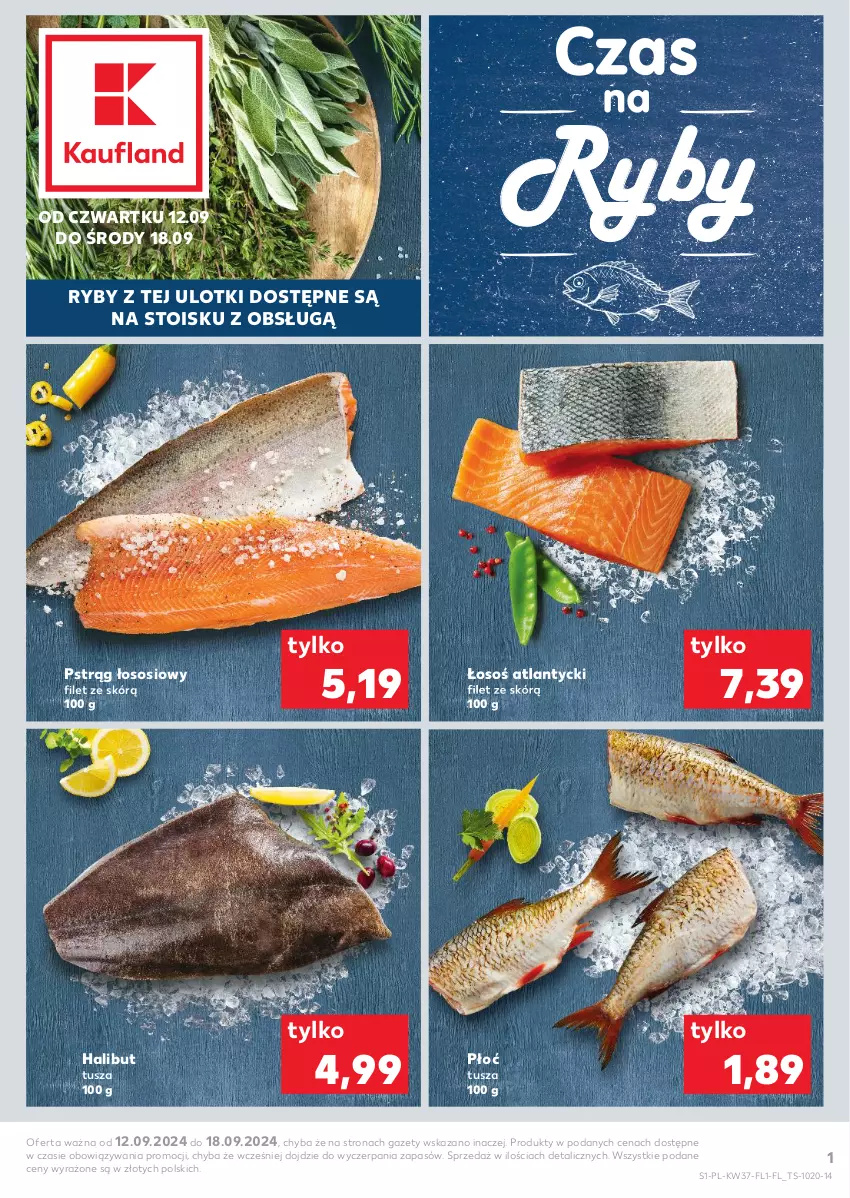 Gazetka promocyjna Kaufland - Mocny Start - ważna 12.09 do 18.09.2024 - strona 1 - produkty: Halibut, Pstrąg, Pstrąg łososiowy, Sos, Tusz