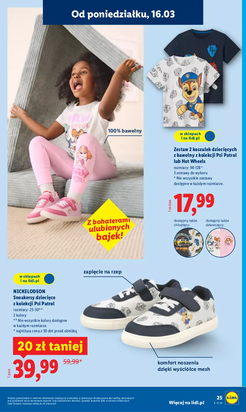 Gazetka promocyjna Lidl - Oferta ważna od 16.03 - ważna 16.03 do 21.03.2026 - strona 31 - produkty: Dzieci, Hot Wheels, Kosz, Psi Patrol, Sneakersy, Tera
