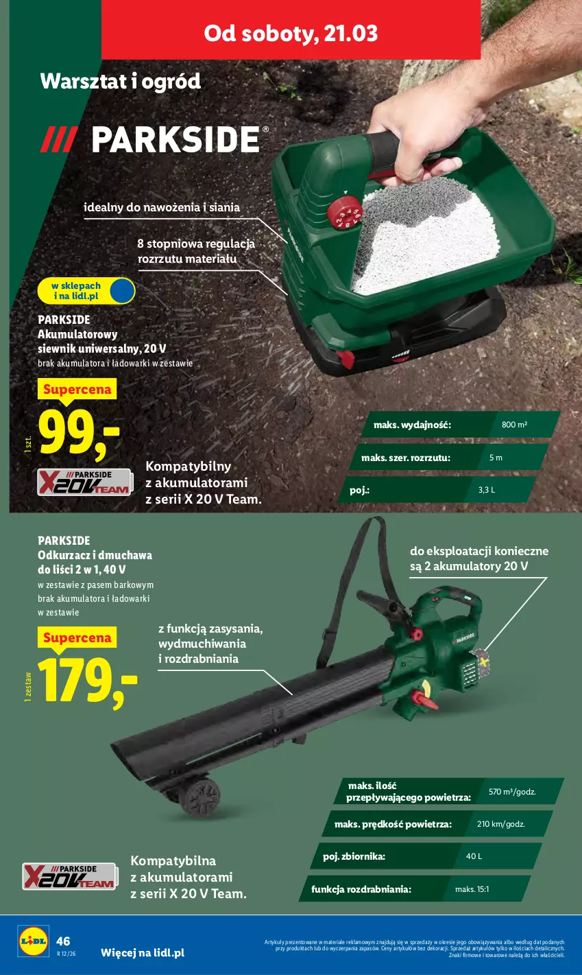 Gazetka promocyjna Lidl - Oferta ważna od 16.03 - ważna 16.03 do 21.03.2026 - strona 54 - produkty: Akumulator, Dmuchawa do liści, Odkurzacz, Ogród, Parkside, Ser, Top
