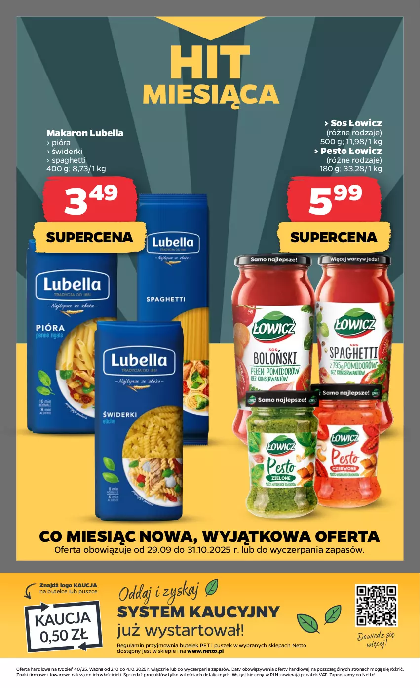 Gazetka promocyjna Netto - Od Czwartku - ważna 02.10 do 04.10.2025 - strona 18 - produkty: Bell, Bella, Lubella, Makaron, Pesto, Sos, Spaghetti