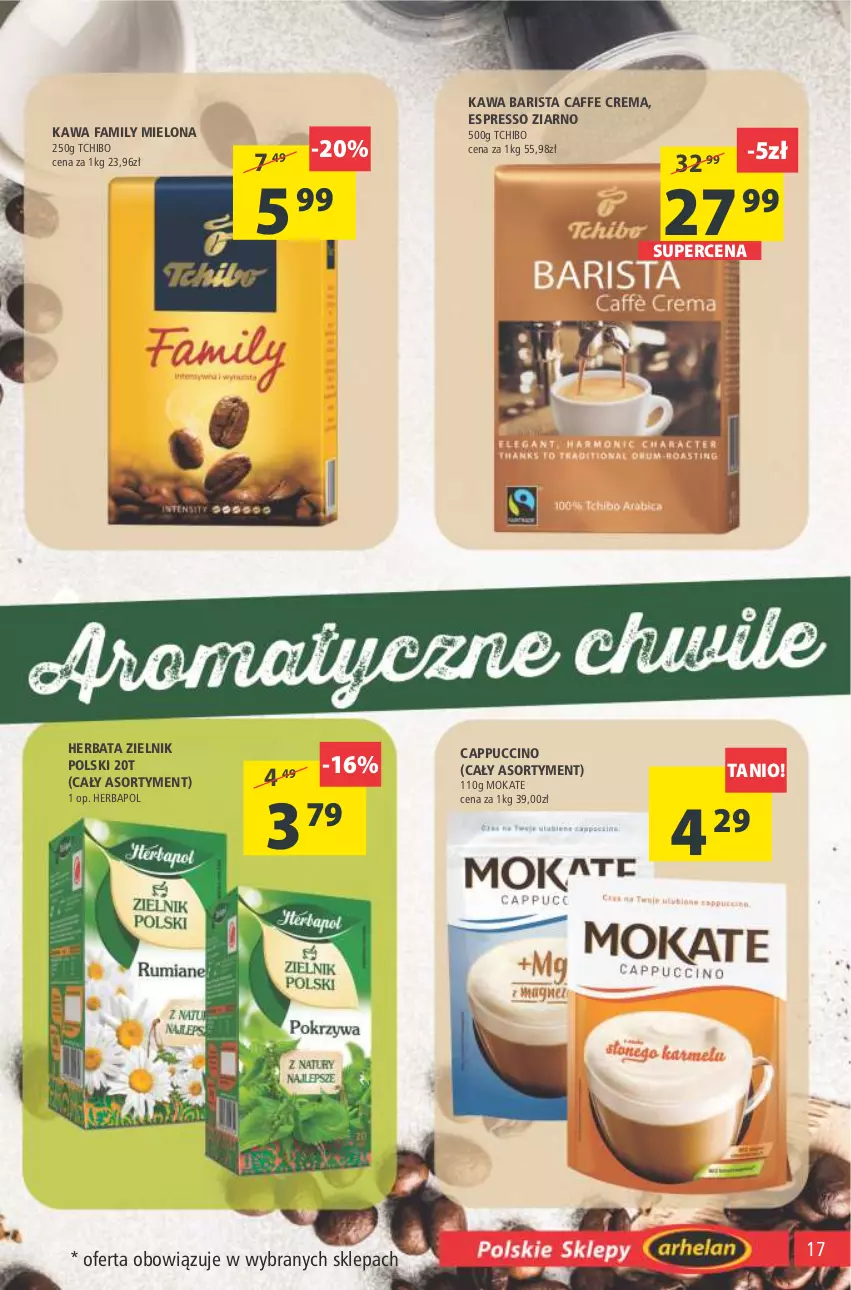 Gazetka promocyjna Arhelan - Gazetka - ważna 14.01 do 23.01.2022 - strona 17 - produkty: Cappuccino, Fa, Herbapol, Herbata, Kawa, Tchibo