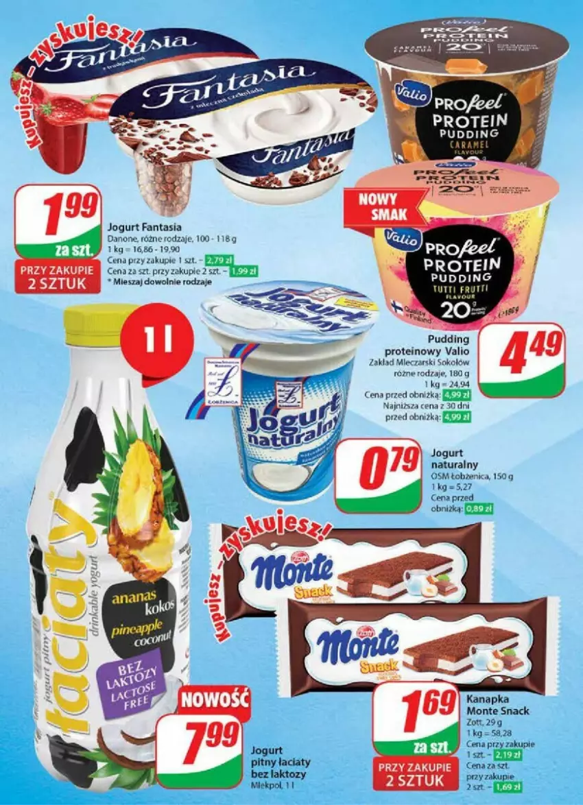 Gazetka promocyjna Dino - ważna 19.06 do 25.06.2024 - strona 32 - produkty: Danone, Fa, Fanta, Jogurt, Jogurt naturalny, Monte, Pudding, Sok, Sokołów, Zott