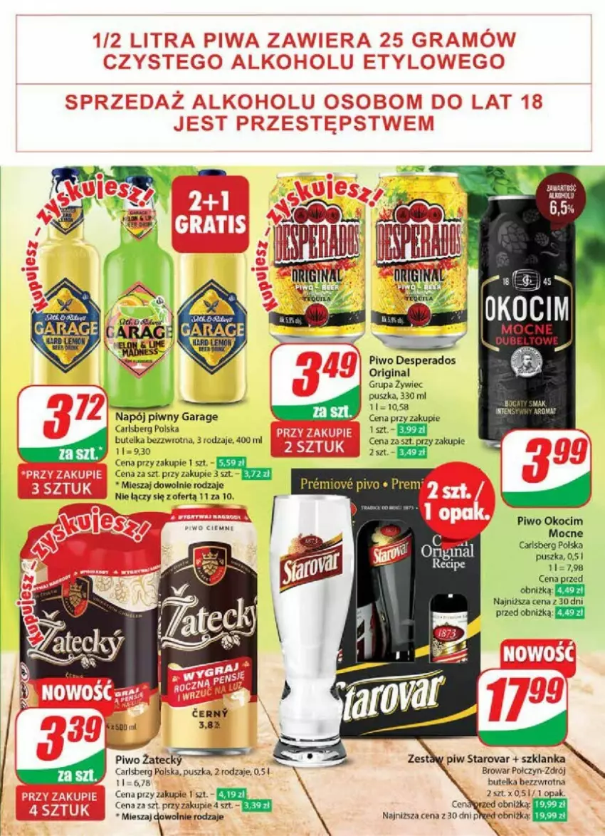 Gazetka promocyjna Dino - ważna 19.06 do 25.06.2024 - strona 44 - produkty: Carlsberg, Desperados, Gin, HP, Koc, Napój, Okocim, Piwo, Starovar, Szklanka