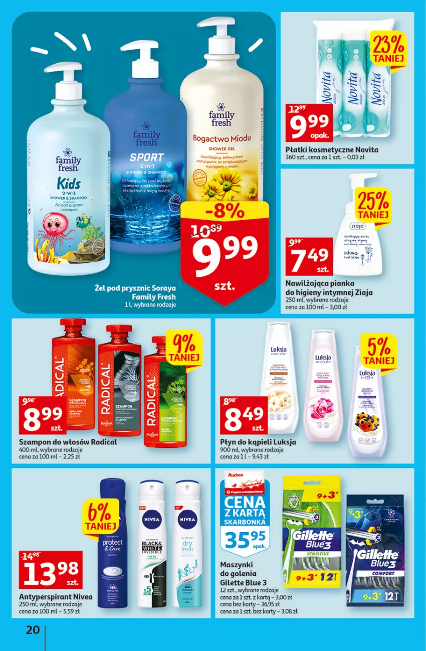 Gazetka promocyjna Auchan - Gazetka Koszyk Oszczędności Auchan Hipermarkety - ważna 13.10 do 19.10.2022 - strona 20 - produkty: Antyperspirant, Fa, Lack, Luksja, Nivea, Płatki kosmetyczne, Płyn do kąpieli, Szampon, Ziaja