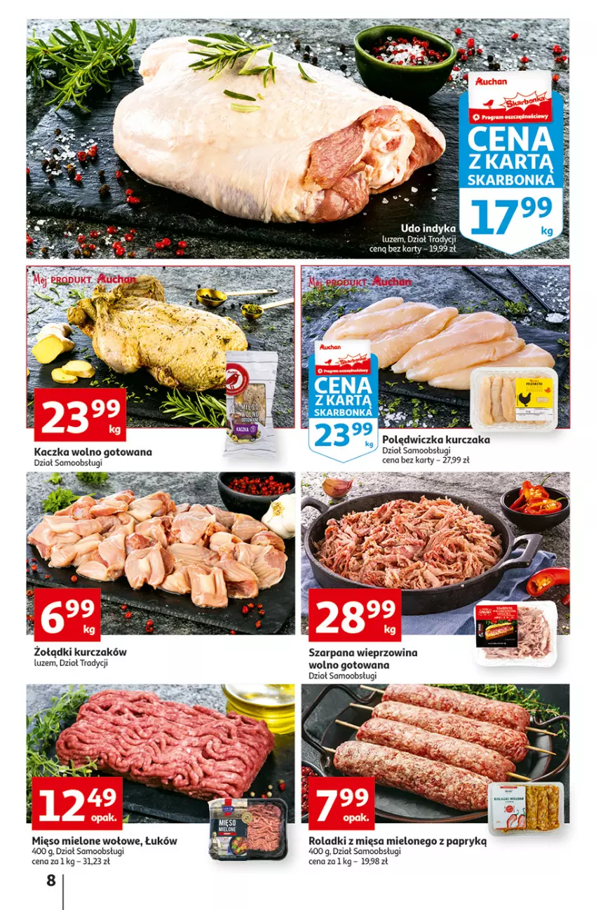 Gazetka promocyjna Auchan - Gazetka Koszyk Oszczędności Auchan Hipermarkety - ważna 13.10 do 19.10.2022 - strona 8 - produkty: Kaczka, Kurczak, Mięso, Mięso mielone, Wieprzowina