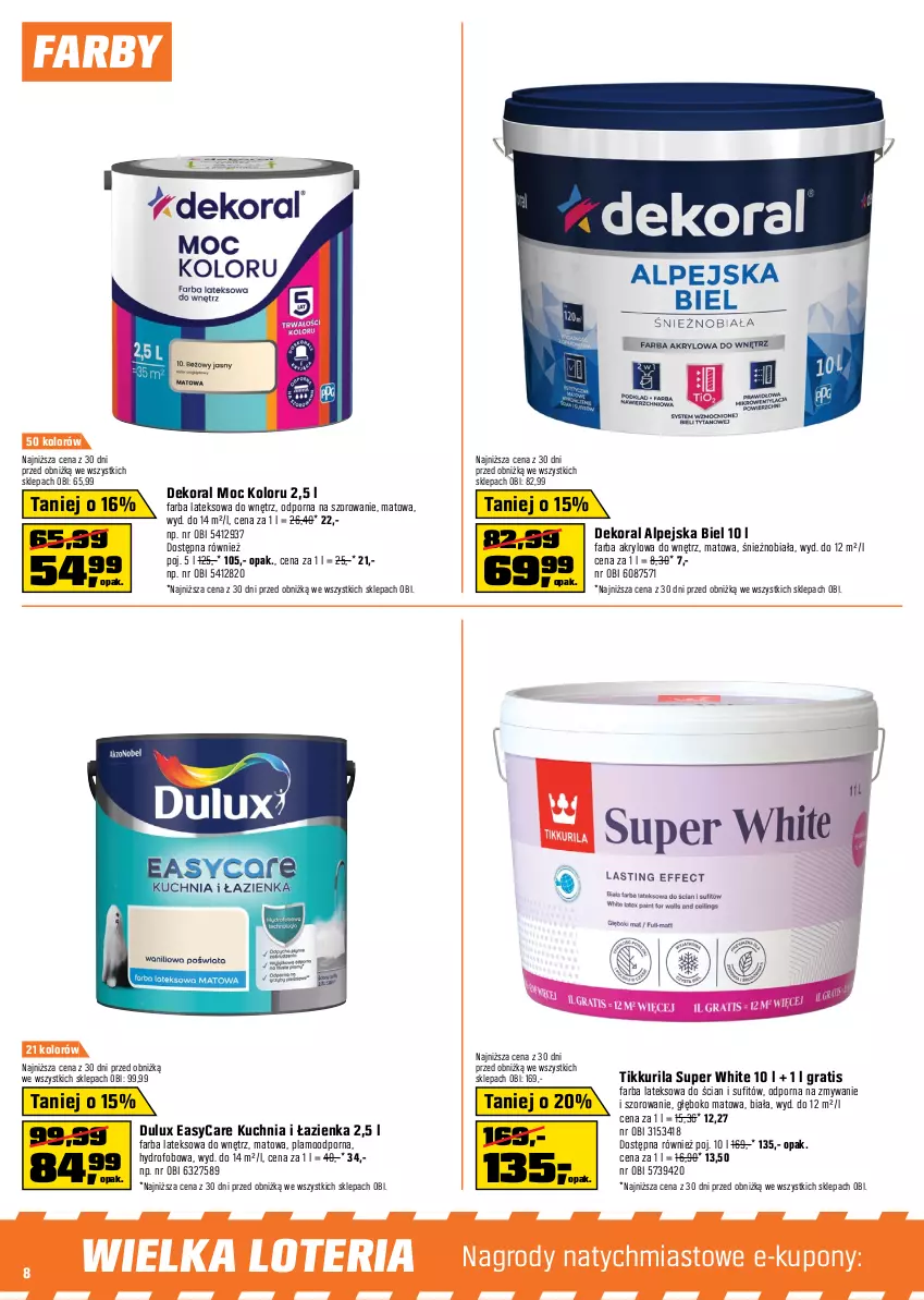 Gazetka promocyjna Obi - Gazetka OBI - ważna 19.06 do 09.07.2024 - strona 8 - produkty: Bryza, Cement, Dekoral, Dulux, Fa, Farba akrylowa, Farba lateksowa, Gra, Klej, Kuchnia, Mop, Por, Wylewka samopoziomująca