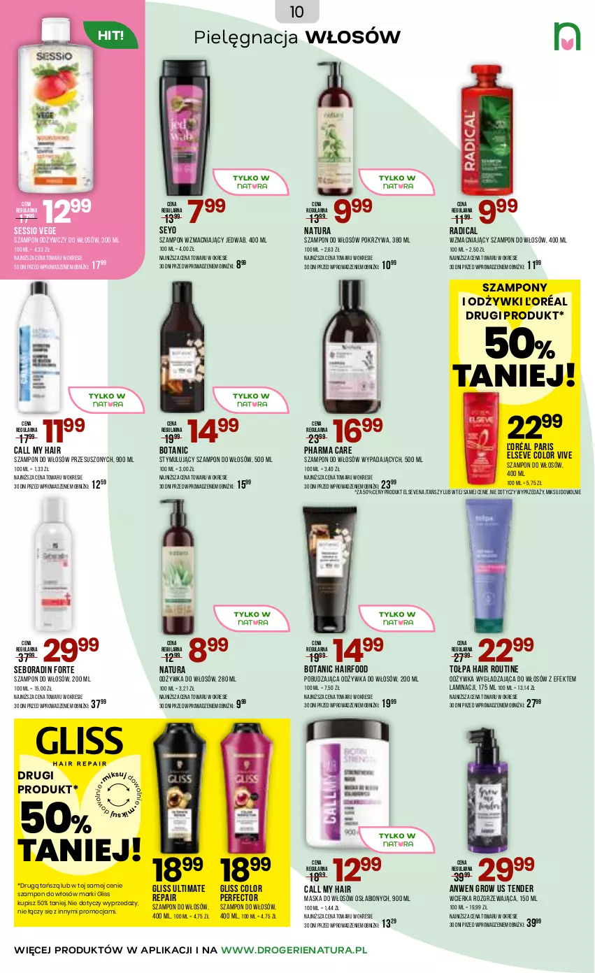 Gazetka promocyjna Drogerie Natura - Gazetka Drogerie Natura - ważna 03.02 do 15.02.2026 - strona 10 - produkty: Elseve, Maska, Maska do włosów, Odżywka, Pielęgnacja włosów, Seboradin, SESSIO, Szampon, Tołpa