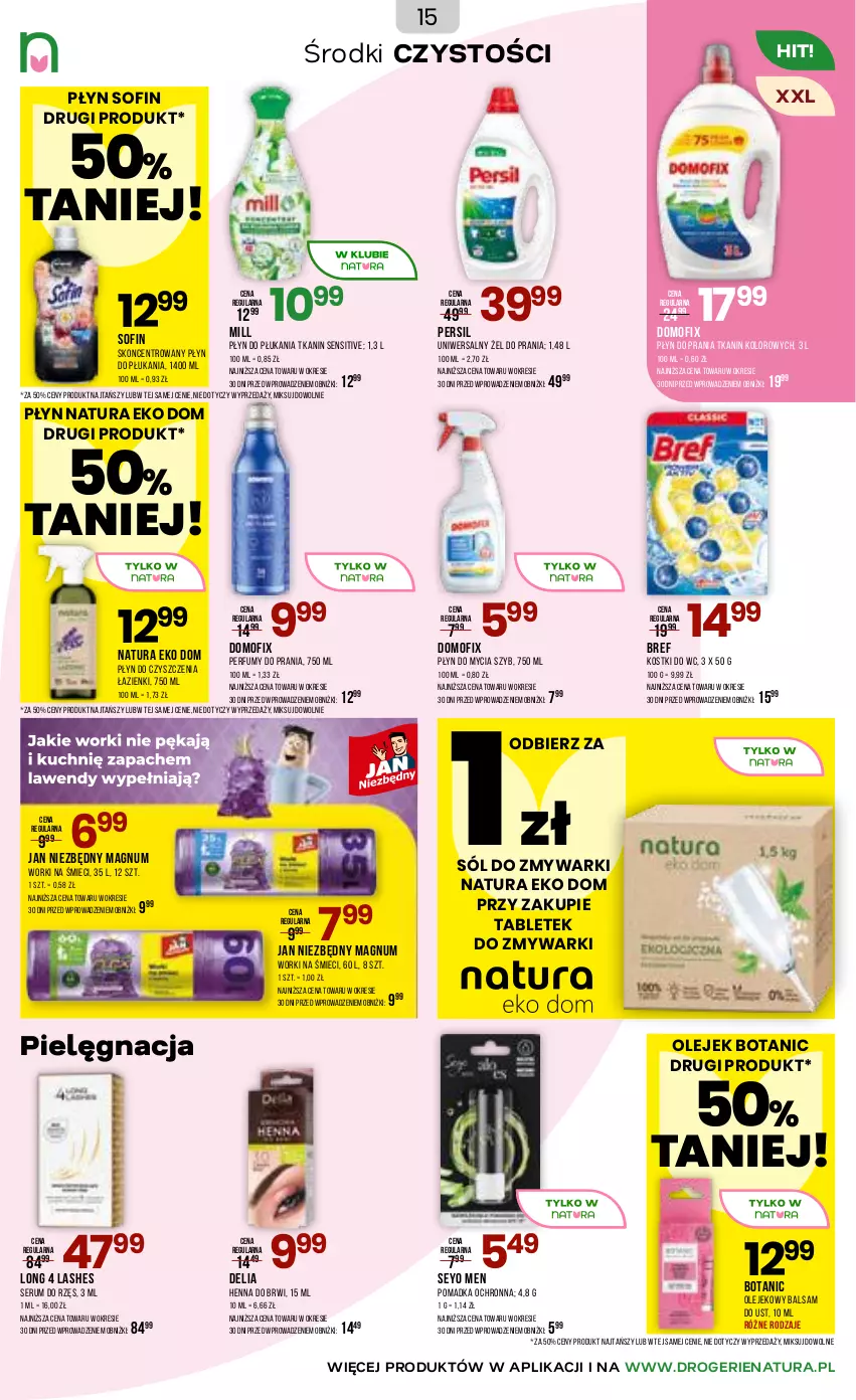 Gazetka promocyjna Drogerie Natura - Gazetka Drogerie Natura - ważna 03.02 do 15.02.2026 - strona 15 - produkty: Bref, Jan Niezbędny, Long 4 Lashes, Olej, Perfum, Persil, Płyn do mycia, Płyn do płukania, Płyn do prania, Rum, Ser, Serum, Sól, Tablet, Worki na śmiec, Worki na śmieci, Zmywarki
