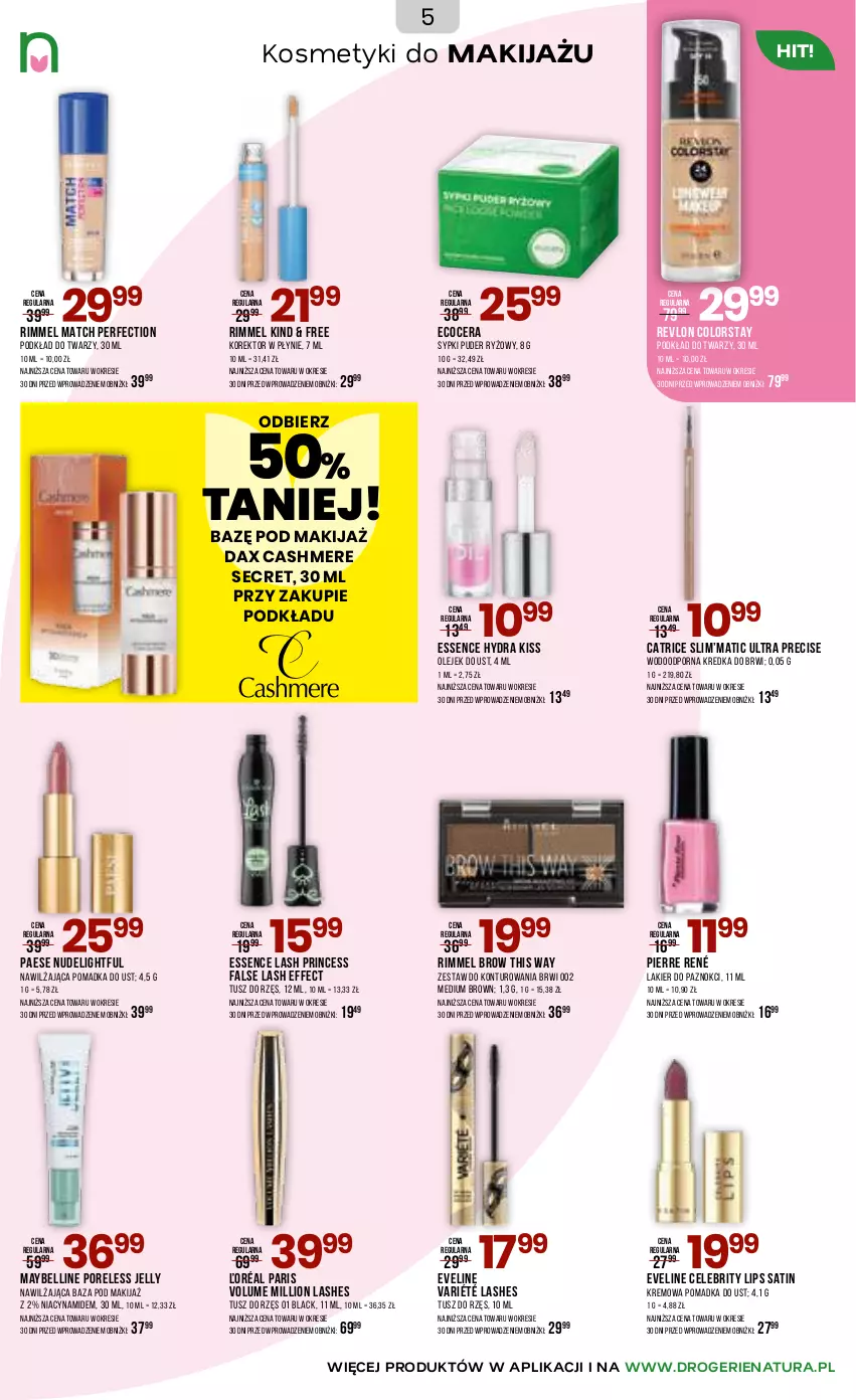 Gazetka promocyjna Drogerie Natura - Gazetka Drogerie Natura - ważna 03.02 do 15.02.2026 - strona 5 - produkty: Bell, Brit, Catrice, DAX, Eveline, Fa, Kredka, Kredka do brwi, Lack, Lakier, Lakier do paznokci, Lion, Makijaż, Maybelline, Olej, PAESE, Pierre René, Podkład, Podkład do twarzy, Por, Puder, Revlon, Ryż, Sati, Tusz