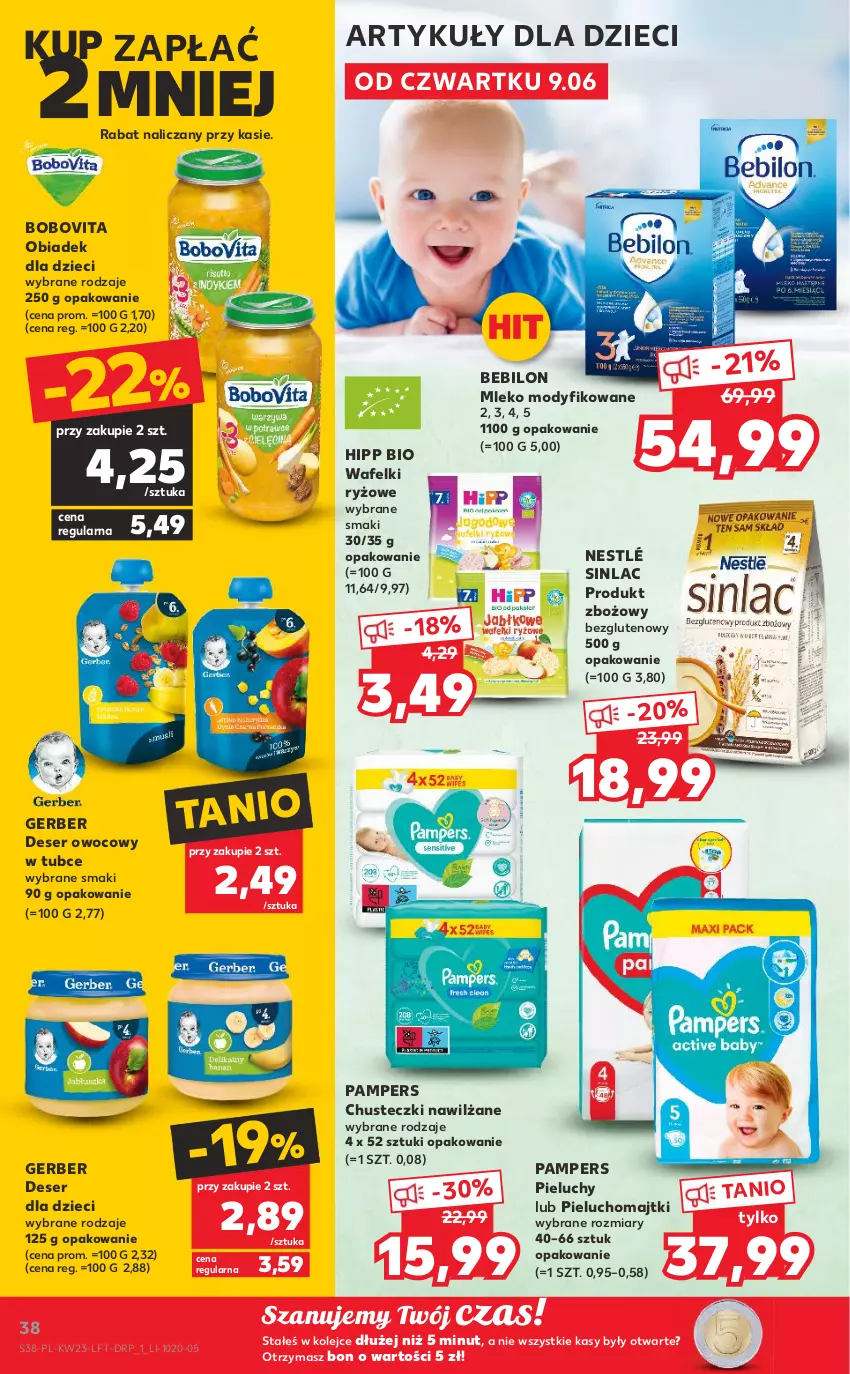 Gazetka promocyjna Kaufland - OFERTA TYGODNIA - ważna 09.06 do 14.06.2022 - strona 38 - produkty: BEBILON, BoboVita, Chusteczki, Deser, Deser owocowy, Dzieci, Gerber, HiPP, Hipp Bio, Majtki, Mleko, Mleko modyfikowane, Nestlé, Olej, Pampers, Pieluchomajtki, Pieluchy, Ryż, Ser, Sinlac