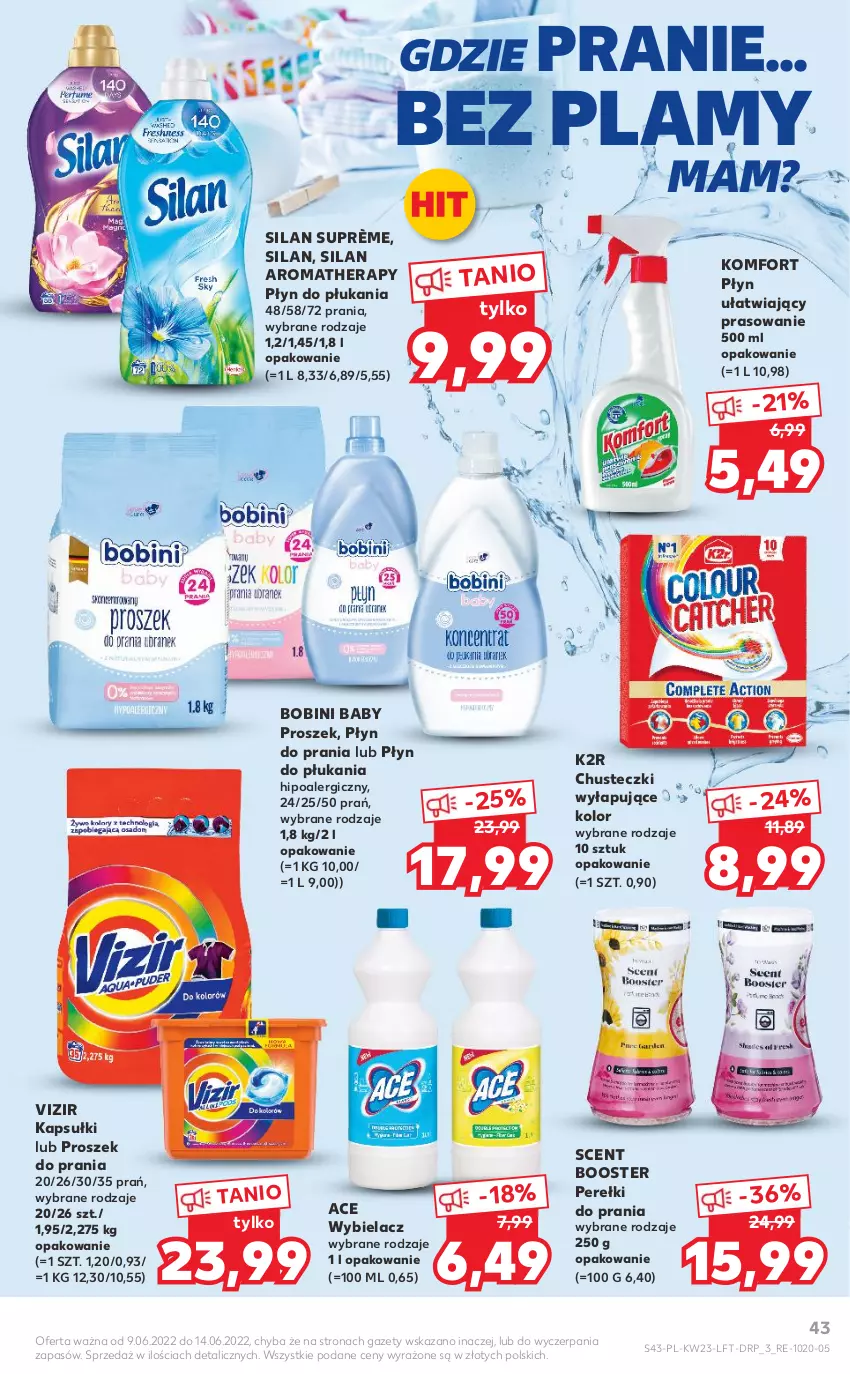 Gazetka promocyjna Kaufland - OFERTA TYGODNIA - ważna 09.06 do 14.06.2022 - strona 43 - produkty: Booster, Chusteczki, K2, Płyn do płukania, Płyn do prania, Proszek do prania, Silan, Vizir