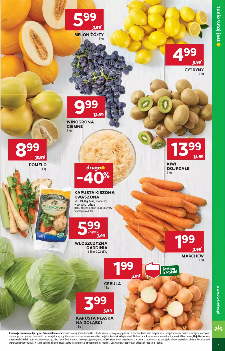 Gazetka promocyjna Stokrotka - Market - ważna 30.10 do 06.11.2024 - strona 7 - produkty: Cebula, Cytryny, HP, Kiwi, Melon, Pomelo, Wino, Winogrona