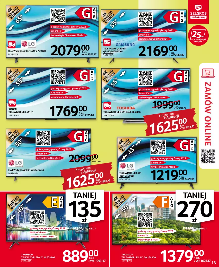 Gazetka promocyjna Selgros - Oferta przemysłowa - ważna 05.05 do 18.05.2022 - strona 13 - produkty: Android TV, Smart tv, Telewizor, Thomson