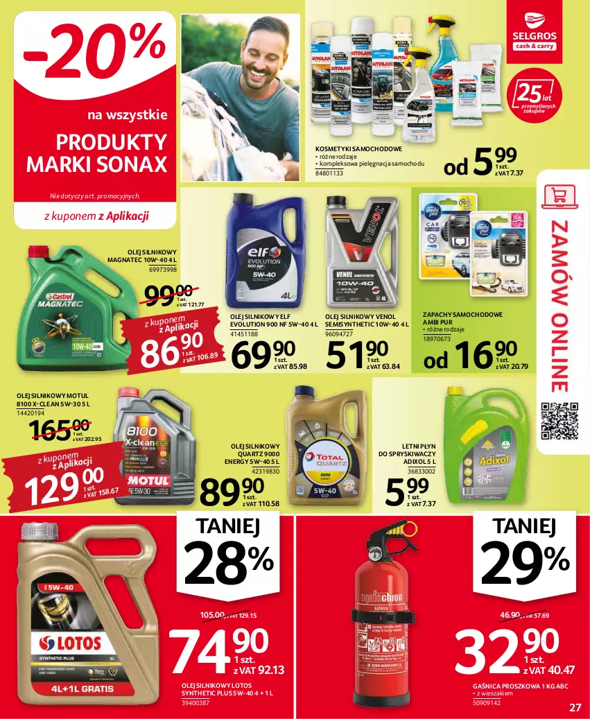 Gazetka promocyjna Selgros - Oferta przemysłowa - ważna 05.05 do 18.05.2022 - strona 27 - produkty: Ambi Pur, Gaśnica, Olej, Olej silnikowy, Płyn do spryskiwaczy, Pur, Sonax, Wieszak