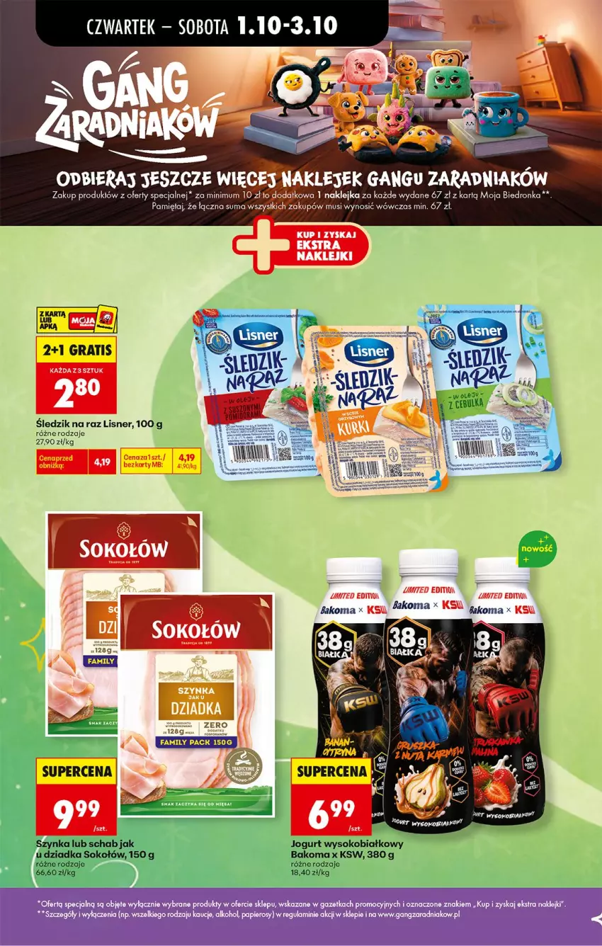 Gazetka promocyjna Biedronka - Od Czwartku - ważna 01.10 do 03.10.2026 - strona 20 - produkty: Bakoma, Jogurt, Klej, LG, Lisner, Mięta, Mus, Sok, Sokołów, Szynka