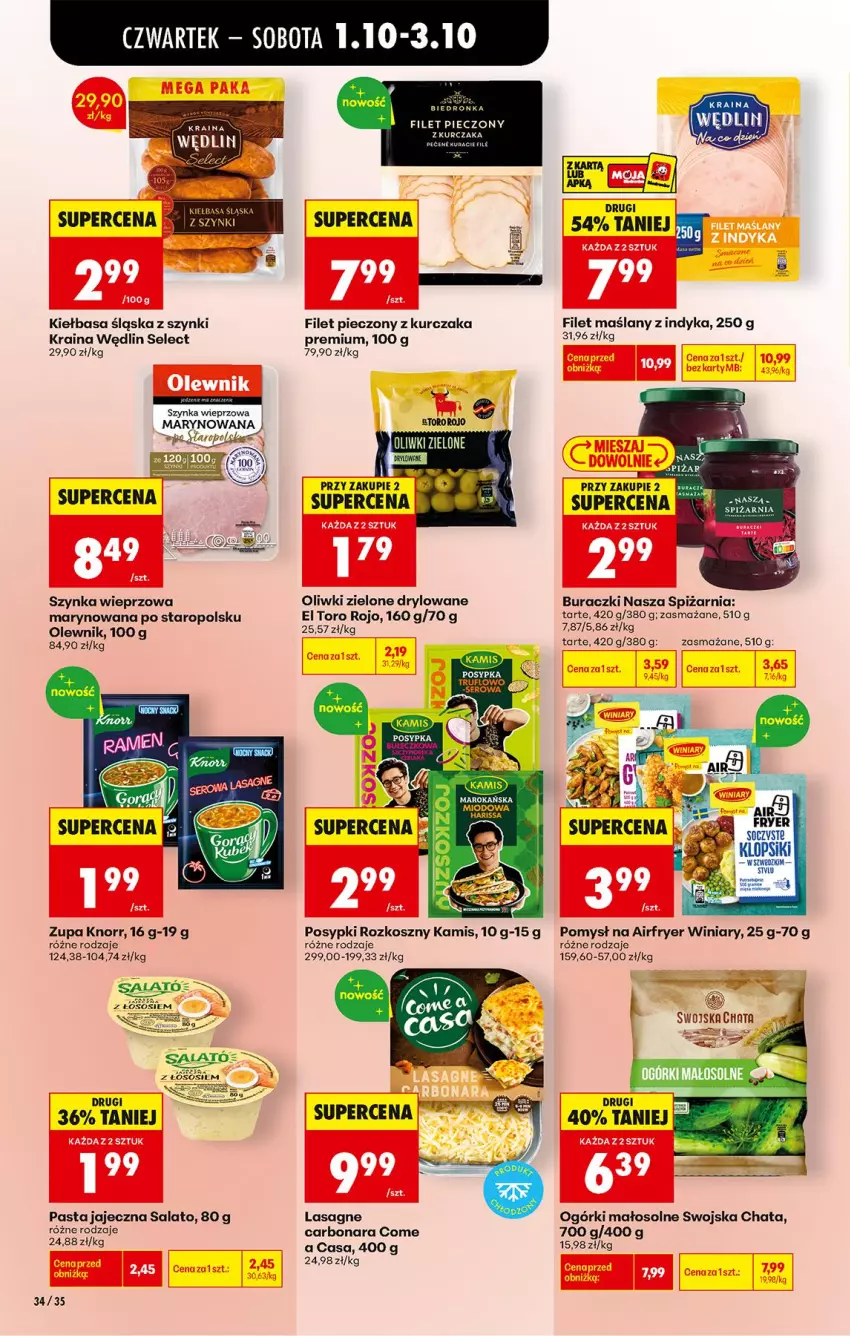 Gazetka promocyjna Biedronka - Od Czwartku - ważna 01.10 do 03.10.2026 - strona 46 - produkty: Buraczki, Kamis, Kiełbasa, Kiełbasa śląska, Knorr, Kosz, Kurczak, Lasagne, Olewnik, Oliwki, Oliwki zielone, Piec, Ser, Szynka, Szynka wieprzowa, Winiary, Zupa