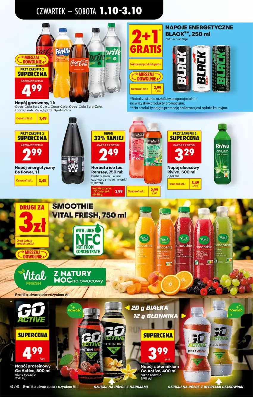 Gazetka promocyjna Biedronka - Od Czwartku - ważna 01.10 do 03.10.2026 - strona 58 - produkty: Coca-Cola, Fa, Fanta, Gra, Grafika, Herbata, Ice tea, Napój, Napój energetyczny, Napój gazowany, Smoothie, Sprite