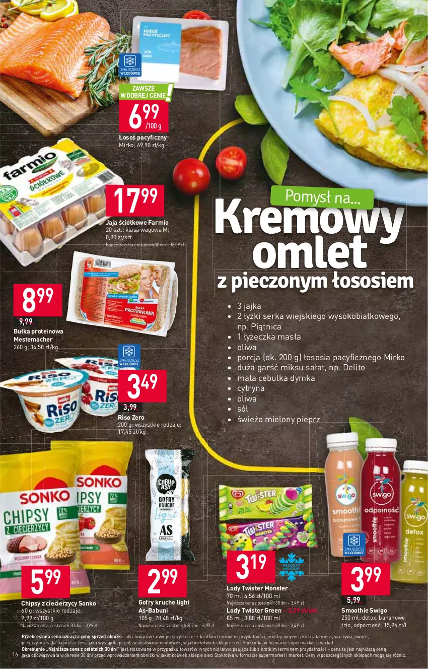 Gazetka promocyjna Stokrotka - Supermarket - ważna 10.08 do 16.08.2023 - strona 18 - produkty: Babuni, Bułka, Chipsy, Fa, Gofry, Jaja, Lody, Mięso, Oliwa, Owoce, Piątnica, Pieprz, Por, Sałat, Ser, Smoothie, Sok, Sól, Sonko, Sos, Warzywa