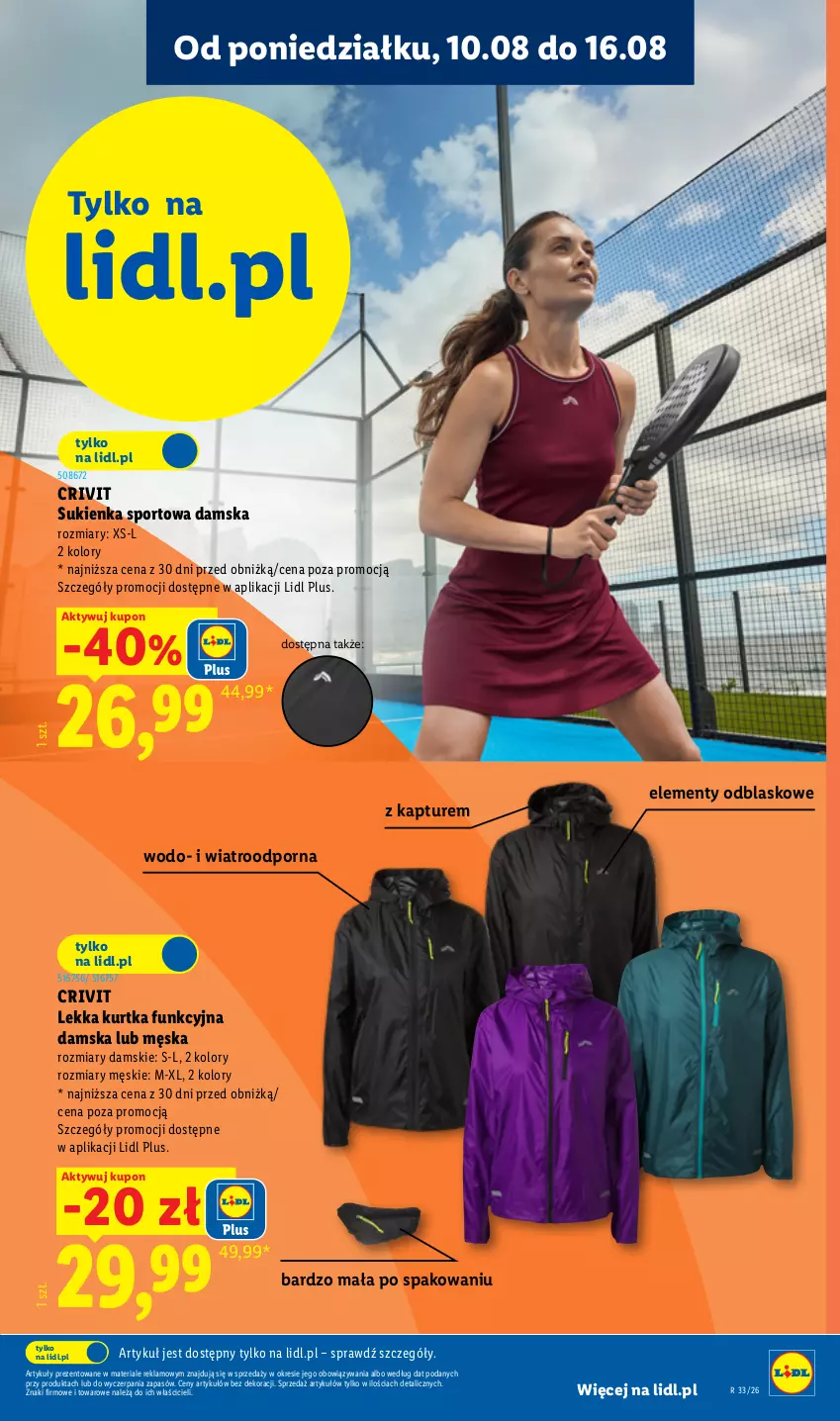 Gazetka promocyjna Lidl - Gazetka ważna od 10.08. do 14.08. - ważna 10.08 do 14.08.2026 - strona 18 - produkty: Kurtka, Por, Sport, Sukienka