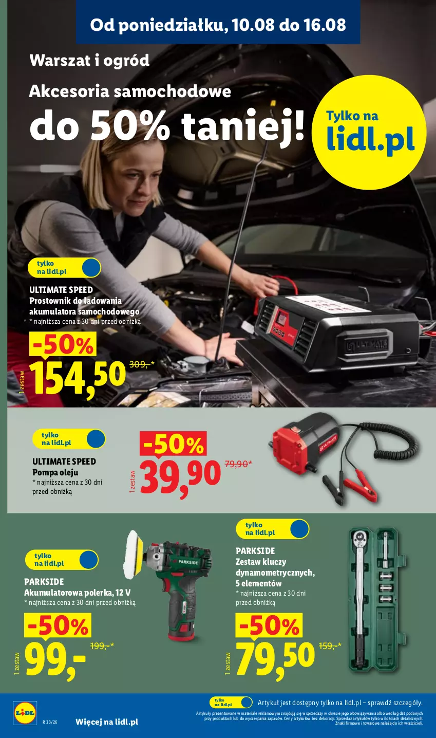 Gazetka promocyjna Lidl - Gazetka ważna od 10.08. do 14.08. - ważna 10.08 do 14.08.2026 - strona 36 - produkty: Akumulator, Ogród, Olej, Parkside, Prostownik, Zestaw kluczy