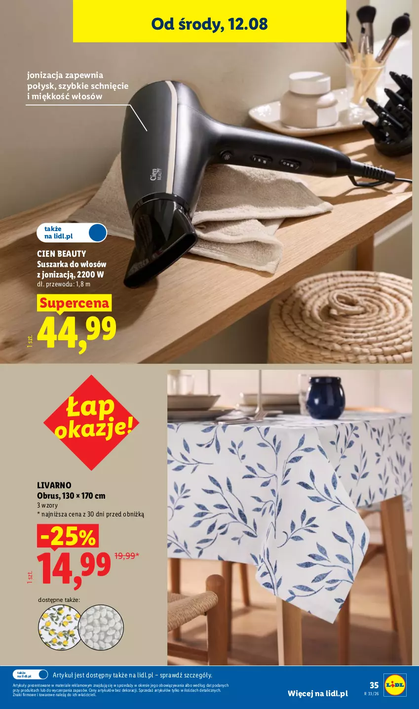 Gazetka promocyjna Lidl - Gazetka ważna od 10.08. do 14.08. - ważna 10.08 do 14.08.2026 - strona 45 - produkty: Ivar, Obrus, Suszarka