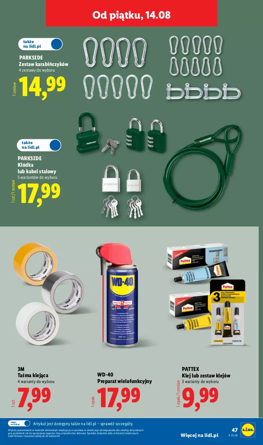 Gazetka promocyjna Lidl - Gazetka ważna od 10.08. do 14.08. - ważna 10.08 do 14.08.2026 - strona 57 - produkty: Klej, Kłódka, Parkside, WD-40