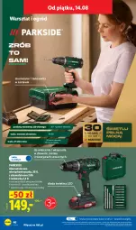 Gazetka promocyjna Lidl - Gazetka ważna od 10.08. do 14.08. - Gazetka - ważna od 14.08 do 14.08.2026 - strona 50 - produkty: Parkside, Akumulatorowa wiertarkowkrętark, Wiertarkowkrętarka, Warka, Tarka, Wkręt, Wkrętarka, Ogród, Akumulator