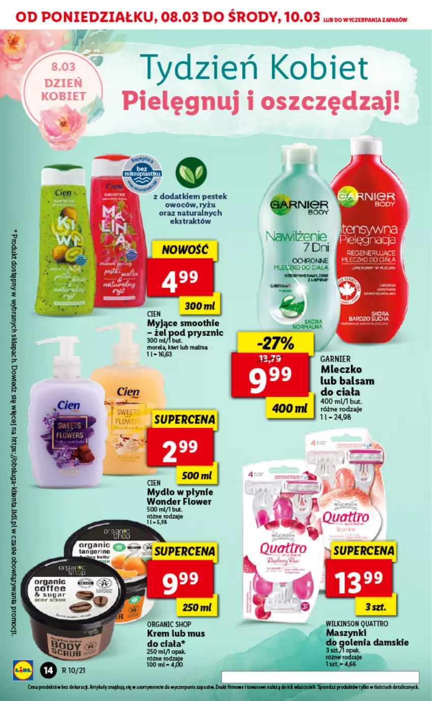 Gazetka promocyjna Lidl - GAZETKA - ważna 08.03 do 10.03.2021 - strona 14 - produkty: Garnier, Kiwi, Mleczko, Morela, Mus, Mydło, Mydło w płynie, Ryż, Smoothie, Stek