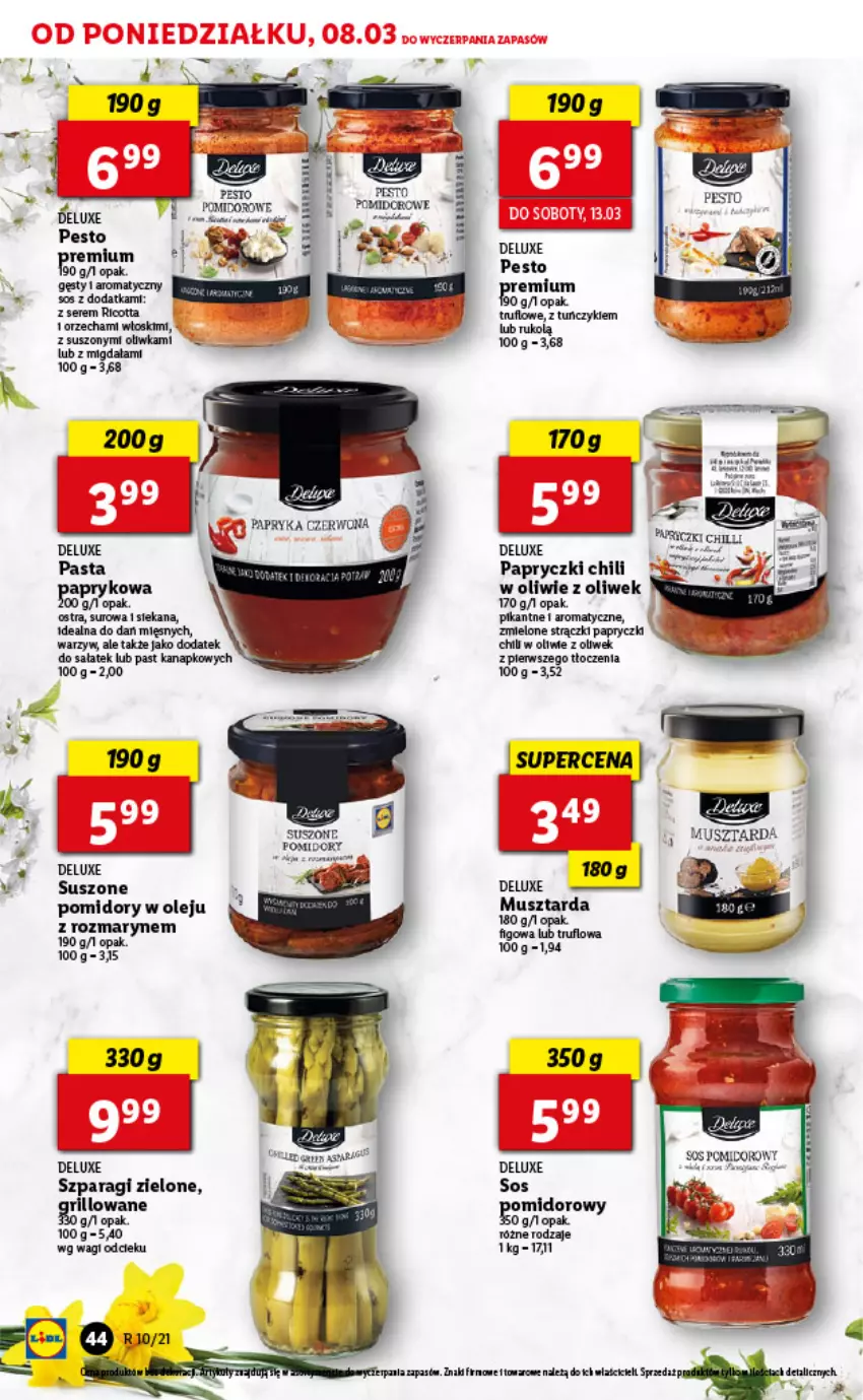 Gazetka promocyjna Lidl - GAZETKA - ważna 08.03 do 10.03.2021 - strona 44 - produkty: Mus, Musztarda, Olej, Pesto, Pomidory, Sałat, Ser, Sos, Suszone pomidory, Wagi