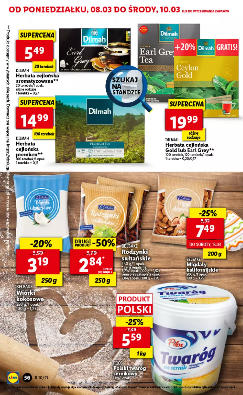 Gazetka promocyjna Lidl - GAZETKA - ważna 08.03 do 10.03.2021 - strona 56 - produkty: Dilmah, Earl Grey, Fa, Herbata, Torebka