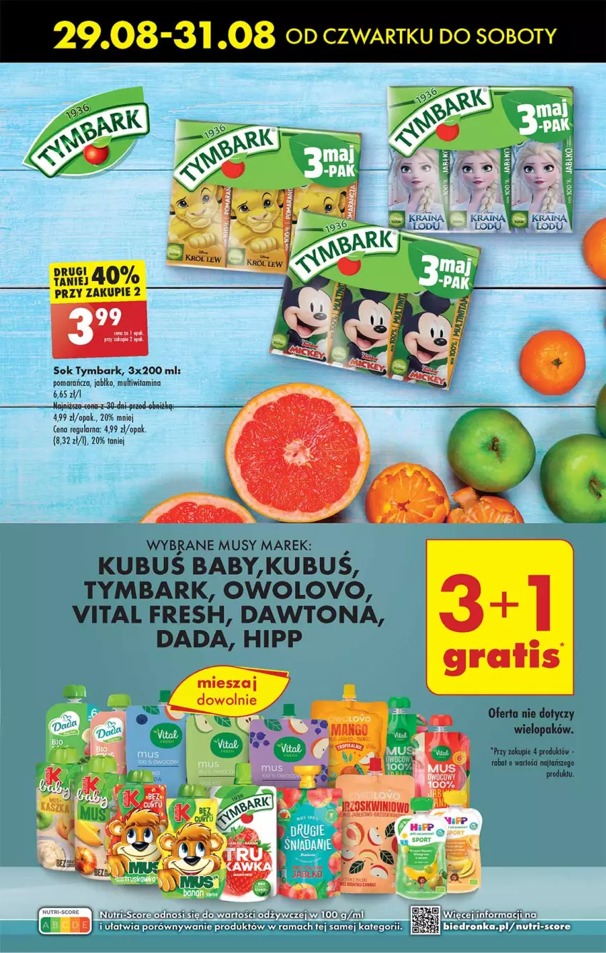 Gazetka promocyjna Biedronka - Od Czwartku - ważna 29.08 do 04.09.2024 - strona 47 - produkty: Dada, Dawtona, HiPP, Kubuś, Mango, Mus, Sok, Tymbark